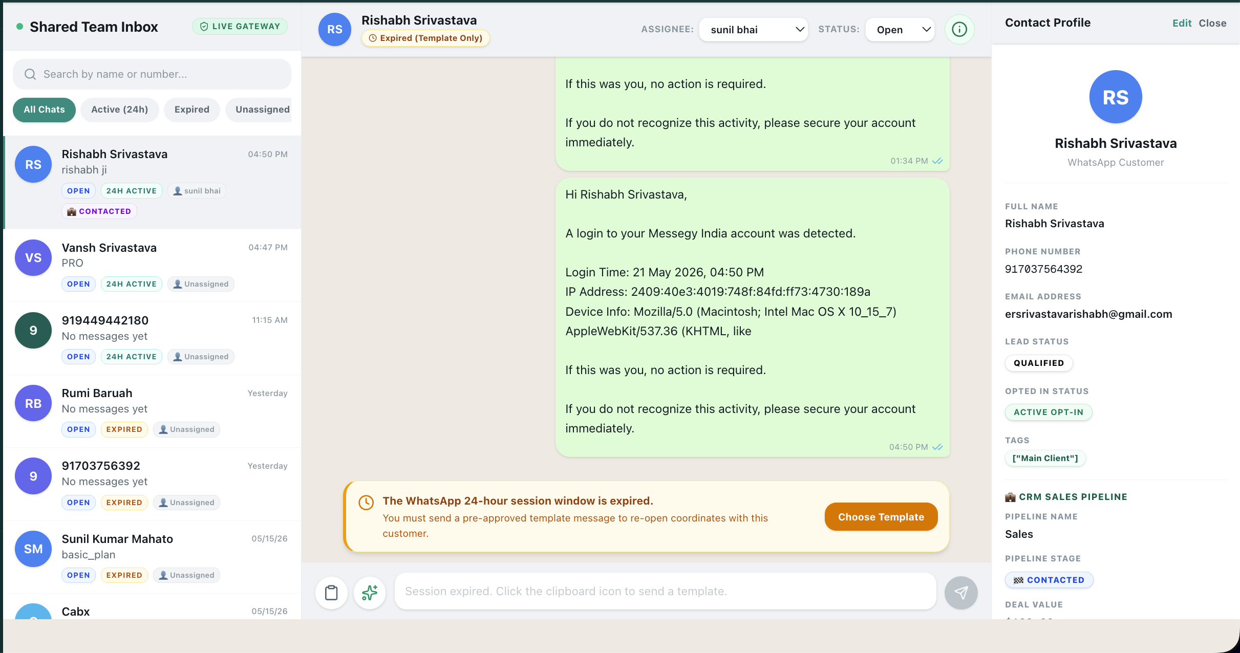 Messegy shared team inbox